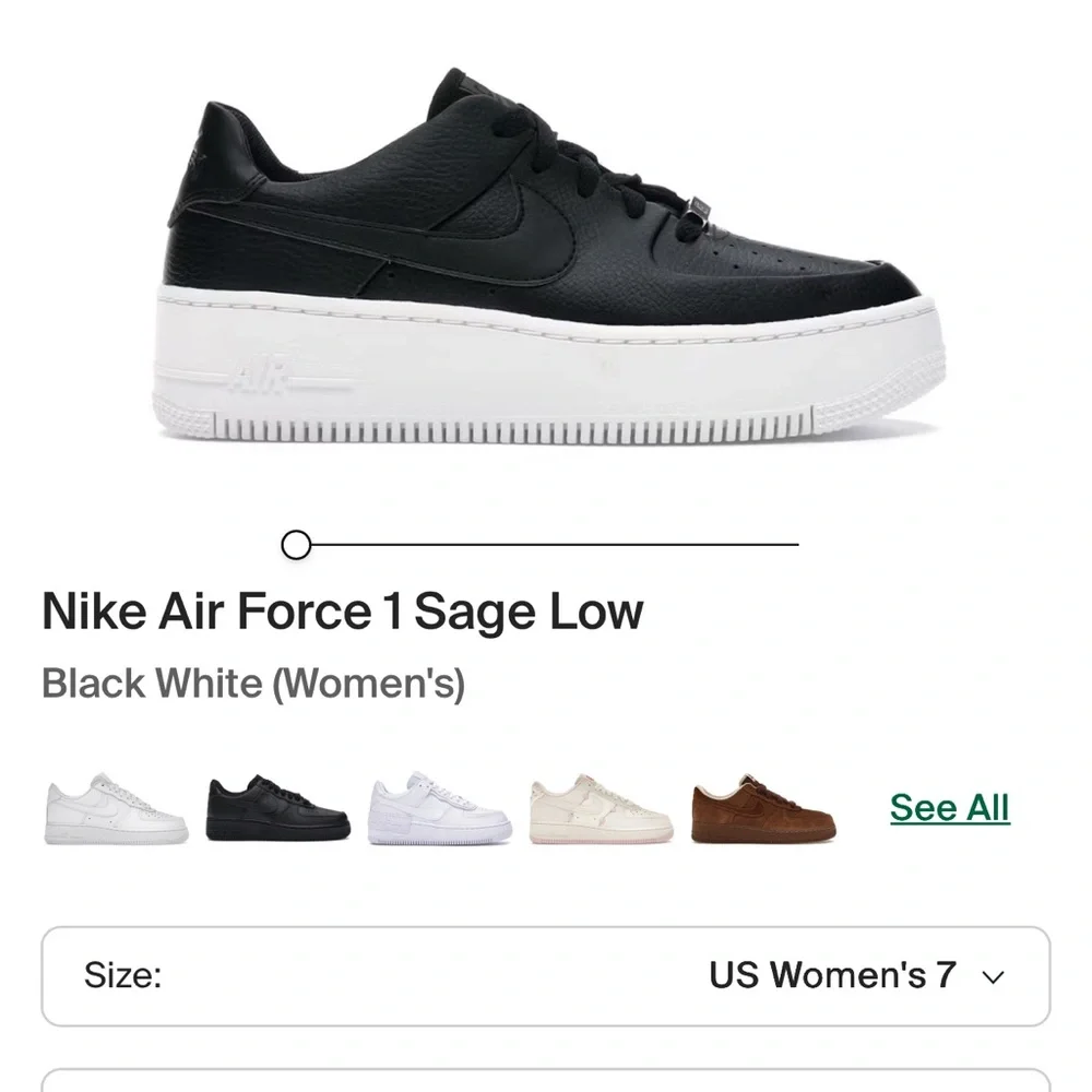Nike Air Force 1 Sage Low Women's Black/White Platform Sneakers